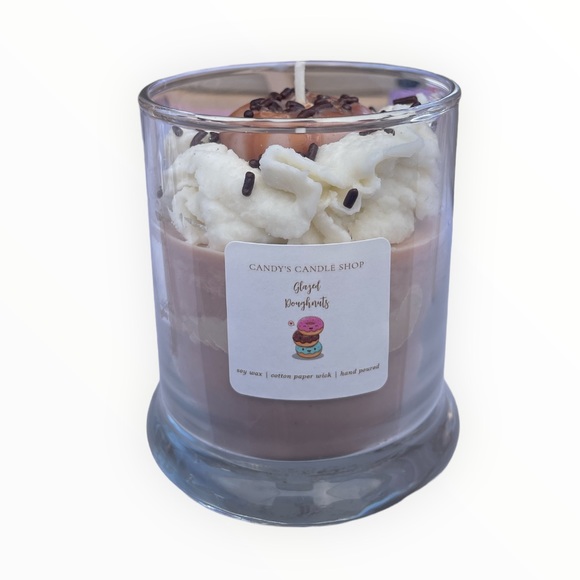 Chocolate glazed doughnut candle - Picture 2 of 3